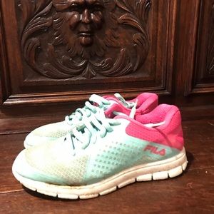 Kids Girls Blue And Punk Running Shoes Fila